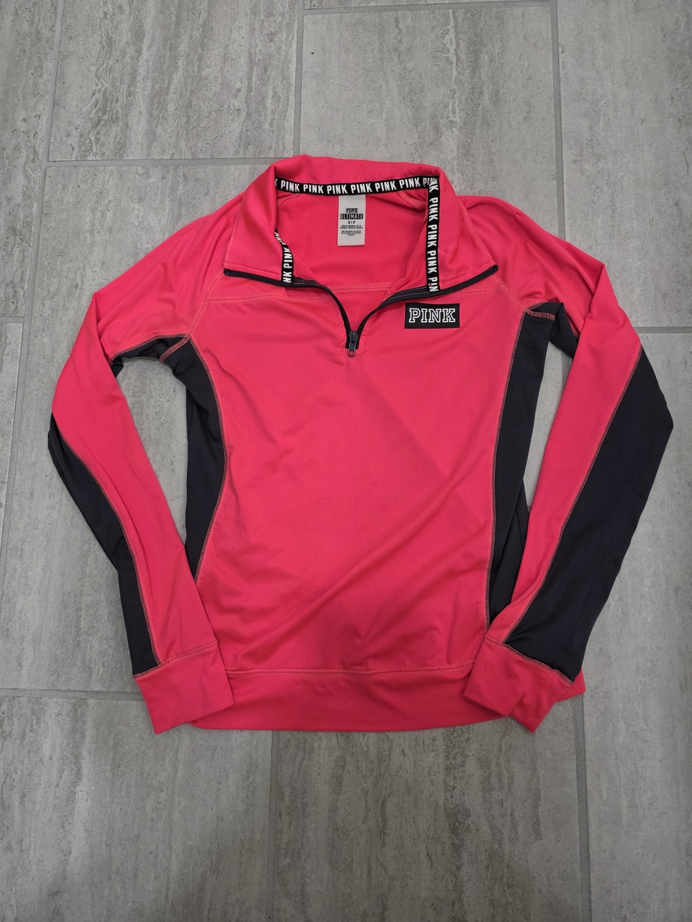 PINK Victoria's Secret Hot Pink & Black Athletic Pullover